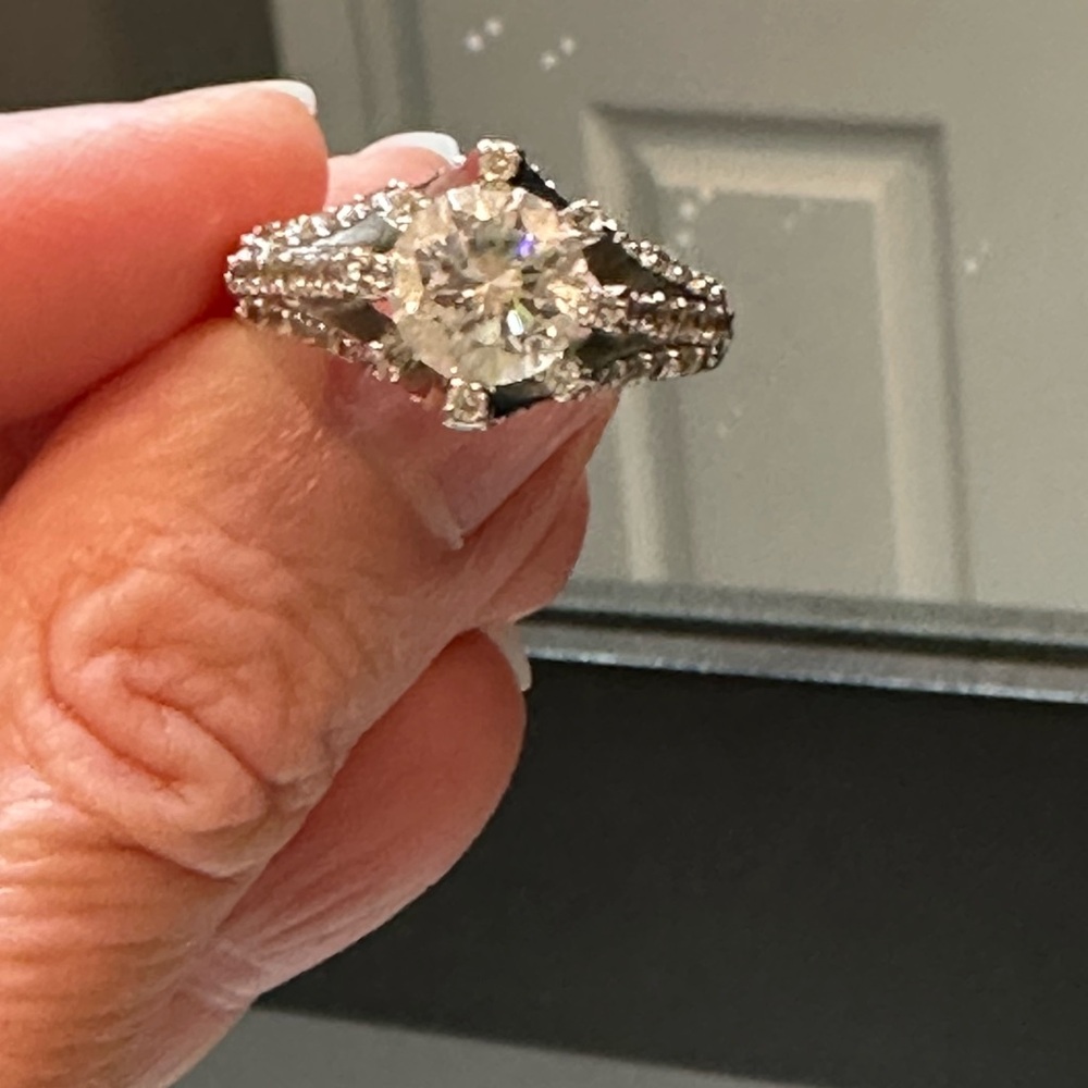 Diamonique Wedding Ring Platinum Clad Size 12